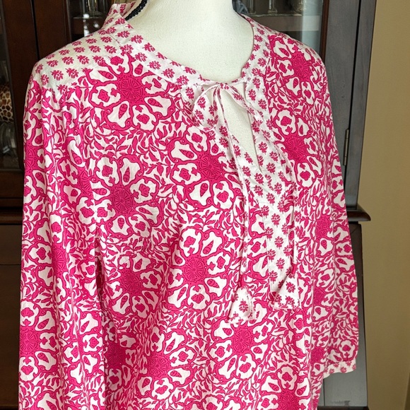 Vineyard Vines Cotton Pink and White Blouse Tunic M - Picture 10 of 13